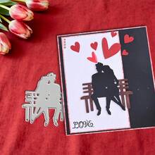 创意情人节情侣模具，DIY剪贴簿相册和压花模板，贺卡制作工具，卡片纸切割工艺品，礼品卡制作模板模切。 - 銀色 - 查看 5