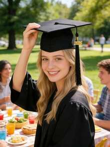 2顶2026款流苏毕业帽，2026款可调节成人流苏毕业帽，黑色可调节成人毕业帽，男女通用毕业典礼配饰，适合高中和大学毕业典礼，2026款流苏毕业帽 - 彩色 - 查看 9