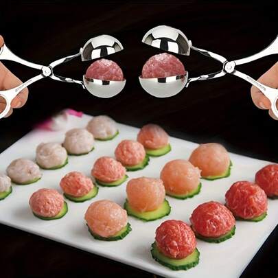 Multifunctional Stainless Steel Meatball Scoop - Homemade Fish Ball Maker, Meatball Presser, Ice Cream Scoop, Kitchen Tool, Rice Ball Mold