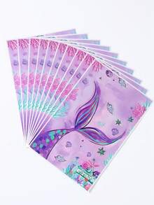 10/25/50个装美人鱼帆布手提袋，美人鱼生日塑料礼品袋，生日派对装饰袋，派对回礼袋，生日派对赠品袋，塑料袋，厨房包装用品，生日礼物包装，生日派对小礼物 - 美人魚 - 查看 11