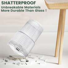 1pc Ins Style Striped Glass Coffee Cup With Lid And Straw, Portable Minimalist Design, Can Hold Water, Tea Or Coffee, Round Shape, 400ml Capacity - Multicolor - View 10