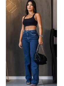 Wide-Leg, Faded Jeans With A Distressed Finish. - Blue - View 1
