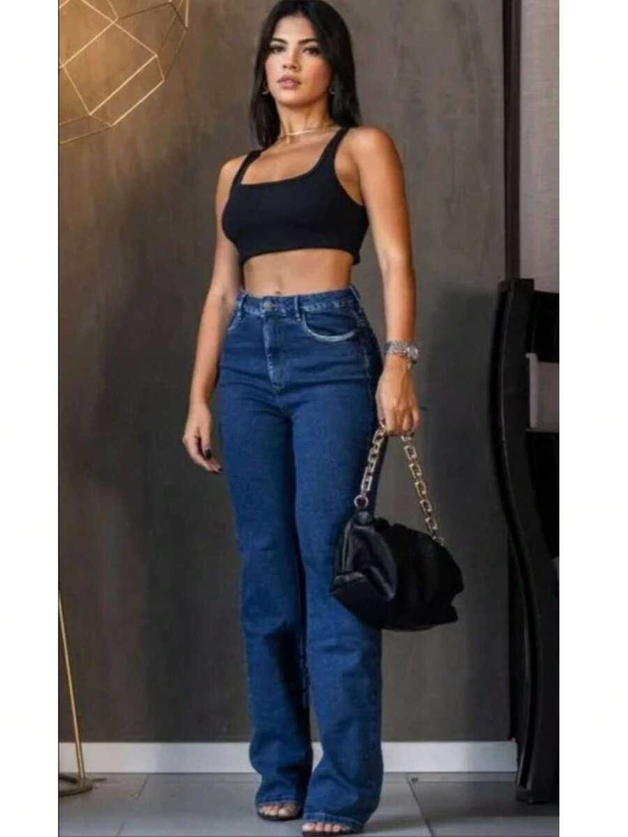 Wide-Leg, Faded Jeans With A Distressed Finish. - Blue - View 1