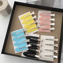 4/20个装女士纯色鸭嘴夹冲浪板无缝发饰，适合日常使用（不含纸卡） - 彩色 - 查看 2