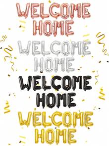 10个/套“欢迎回家”气球横幅，16英寸字母铝箔气球（黑色、金色、银色、玫瑰金），1种字母组合，适用于迎宾装饰、乔迁派对装饰、乔迁派对布置、新生儿庆祝、初见喜悦派对、欢迎回家、家居装饰气球 - 多色 - 查看 9