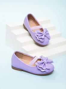 2026 Nuevos zapatos de baile de estilo princesa con punta redonda y sin cordones para niñas, primavera - Morado - Ver 2