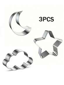 3pcs/Set Moon, Star & Cloud Cookie Cutter Baking Tools, Creative Cartoon Biscuit Mold Set, Specialized Baking Mold Accessories - View 7