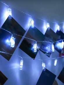 1pc Room Wall Decor Photo Clip LED String Lights, Girls Bedroom Wall Decor Light, Couple Anniversary Wedding Birthday Party Decoration Light - Transparent - View 14