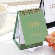 2026-2027迷你桌面日历 - 从2026年1月到2027年6月，月历，小型桌面日历，250克厚纸，双线圈装订，适用于家居装饰或办公用品。 - 綠色 - 查看 4