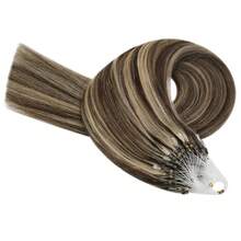 Straight Micro Loop Real Human Hair Extensions Microlink Micro Ring Link Hair For Women 30g/Pack 30 Strands Micro Beads Hair Extensions Silk Straight Human Hair Extensions - S4/27 - 查看 3