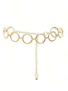 1pc Personalized Geometric Circle Single Layer Body Chain, Simple Punk Metal Waist Chain Women - Bạc - Xem 5