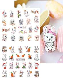 36 miếng/3 bộ hình dán móng tay chủ đề Lễ Phục Sinh, hình thỏ Phục Sinh, trứng, hoa, họa tiết hoạt hình dễ thương, dùng để trang trí móng tay. - Nhiều màu - Xem 7
