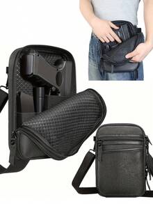 男士战术隐蔽携枪单肩包，内置胸前枪套 - 大容量EDC斜挎肩包，带隐蔽式手枪隔层和安全锁拉链 - 适合日常携带、隐蔽携枪、靶场射击、狩猎、徒步旅行、旅行、通勤、战术训练 - 彩色 - 查看 1