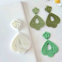 Set de 2 moldes de arcilla blanda en forma de corazón y gota de agua para hacer pendientes y joyas DIY - Blanco - Ver 7