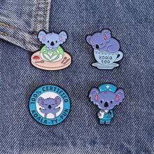 Cute Cartoon Koala Enamel Badge Set - Coffee Mug Shaped With Slogan For Medical Staff, Interesting Creative Brooch Badge Suitable For Backpacks And Bags Decoration, Anime Badges, Holiday Gifts, Jacket Badges, Cute Core, Nurse ID Card Holder, Various Styles Of Clothing Accessories, Badges, Metal Badge Gifts Holiday Clothes Hats Accessories Brooches - one-size - View 2