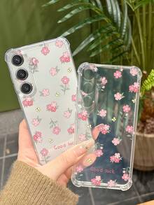 1pc Creative Pink Butterfly Flower Transparent Anti-Drop High Screen Design Phone Case For 9 Pro XL/ Smart 8/ Hot 40i/Spark 20/Spark 20C/Spark Go 2024/ Moto G84/Honor X9b/ Ace 3V/Galaxy S26 S25 S24Ultra S24Plus S24FE S23 S22 S21 S20 A73 A72 A70 A55 A54 A53 A52 A50 A30 A42 A35 A34 A33 A25 A24 A20 A30 A15 A56 A57 A16 A17 A07 - Clear - View 4