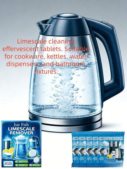 JUE FISH Stainless Steel Pot & Kettle Descaling Lemon Cleaning Tablets, Quickly Dissolve Limescale, Mineral Deposits, Stubborn Stains, No Residue Left