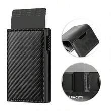 2026 New Men's Button Wallet RFID Blocking Card Holder, Aluminum Alloy Card Case, Minimalist Large Capacity Cash & Credit Card Organizer - Multicolor - View 3