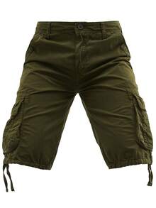 Men's Cargo Shorts Washed Cotton Casual  Multi Flap Pockets Lightweight Comfortable Summer Bottoms For Urban Streetwear Daily Commute Weekend Outings,Mens Clothes - 軍綠色 - 查看 6