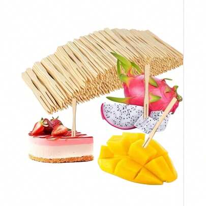 20/50/100/200/300 piezas Pinchos de bambú con frutas del Banco Industrial y Comercial de China, palillos para aperitivos, palitos para snacks, decoraciones para fiestas, pueden mejorar el ambiente festivo, adecuados para fiestas de cumpleaños, bodas, noches de hoguera, Día de la Madre
