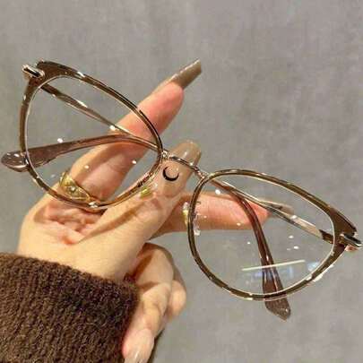 Y2K薄荷绿猫眼眼镜，透明眼镜配饰，女士款