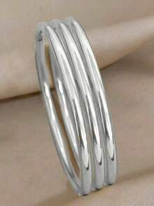 18K镀金女士手链，时尚奢华简约基础款手链，防水首饰 - 銀色 - 查看 3