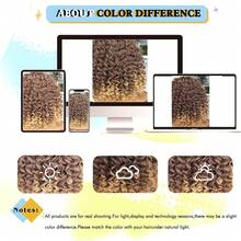 Blonde Curly Headband Wig 12 Inch Kinky Ombre Brown Mixd Blonde Highlighted Headband Wigs For Women Short Glueless No Lace Deep Curly Half Hair Wigs (T33/27) - 12inch-Curly-T33/27 - 查看 6