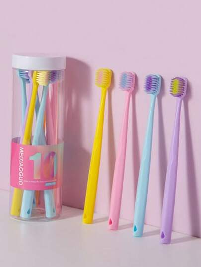 Ice Cream Soft Bristled Toothbrush, Adult Toothbrush, Youthful And Beautiful Girl And Boy Couple Toothbrush, Export Material, Individually Packaged, Easy To Travel, Suitable For Both Men And Women, Providing Additional Gum Protection For Sensitive Teeth. It Is Easy To Clean Multiple Teeth Simultaneously.