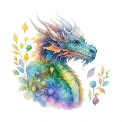 1张/2张/3张水彩龙图案热转印贴纸，适用于DIY T恤、牛仔裤、枕头、背包、帽子和沙发套，防水、防褪色、可水洗塑料贴纸，趣味图案，可用于布料装饰、服装点缀和手工爱好者创作。