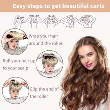 Lazy Heatless Curling Headband Soft Elastic Hair Curler Sleep Curling Tool With Hook - Multicolor - View 3