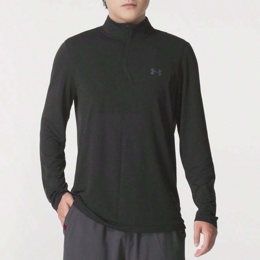 Under Armour SEAMLESS STRIDE 1/4 ZIP Long Sleeve T-Shirt, Men's Casual City Stroll, 1378168-001 - Black - View 1