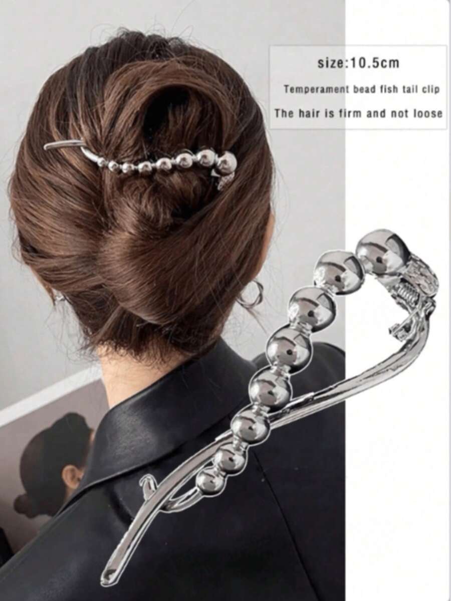 优雅仿珍珠发夹，扭爪发夹，鸭嘴发夹，成人发夹，盘发发饰，发爪，发夹，发卡，发卡，夏季，假日，旅行 - 珠珠扭夾白K - 查看 1