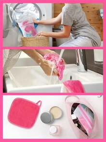 12pcs Reusable Makeup Remover Pads, Edged Design, Soft & Moisturizing Cleansing Wipes, Available In 6/3/1 Packs - Multicolor - View 4