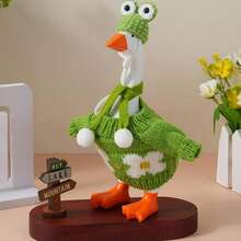 7 Inch Desk Goose Figurine Outfits Adorable Mini Goose Costume With Sweater Hats Scarves For Parties Home Decor - Pink - View 4