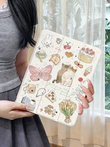 Ốp bảo vệ máy tính bảng chống sốc hình mèo hoạt hình độ phân giải cao 1 chiếc, hai mặt, tương thích với iPad 10/9/11, mặt lưng acrylic trong suốt 2025, phiên bản mới 2026, tự động bật/tắt màn hình, chân đế đa góc có khe cắm bút, thiết yếu cho văn phòng và học tập, không từ tính, quà tặng năm mới 2026, quà sinh nhật, quà mùa xuân. - Hồng - Xem 7