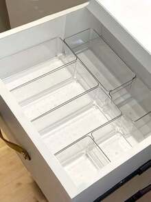 7pcs/3pcs Organizer Makeup Transparan, Kotak Penyimpanan Kosmetik Laci/Meja, Kotak Penyimpanan Meja Rias Transparan, Kotak Penyimpanan Perhiasan dan Benda Kecil Multi-Kompartemen Anti-Jatuh, Kotak Penyimpanan yang Indah, Aksesoris Kamar Mandi - transparan - View 8