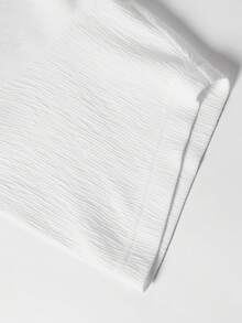 1pc White Textured Men's Short Sleeve V-Neck T-Shirt, Lightweight Breathable Men's Vacation Top, Casual Beach Holiday Style, Machine Washable - White - View 7