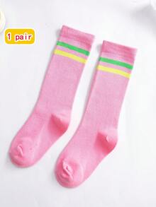 1双儿童袜子，常规款男女童中筒袜，彩色条纹糖果色运动学院风袜子，春夏款 - 彩色 - 查看 36