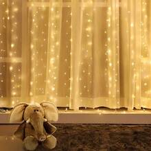 1pc 600/300/200/100 LED String Lights With 8 Lighting Modes, USB Powered Curtain Lights For Holiday, Birthday, Party, Wedding, Room, Window Decor (Remote Control Batteries Not Included) - USB Plug - View 13