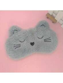 Cute 3D Cat Plush Sleep Mask, Suitable For Men And Women - Adjustable, Soft Polyester Eye Mask With Elastic Band, Suitable For Office Naps, Travel, And Home Use - Black - View 3