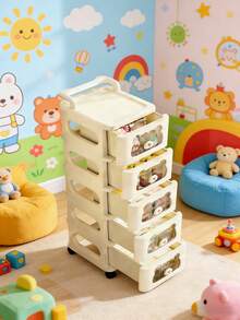 Multi-Purpose Storage Drawers,Removable Multi-Layer Drawer Storage Cabinet,3/4/5 Tier Drawers Storage Cabinet Rolling Utility Cart With Wheels, Movable Large Capacity Storage Cabinet For Snacks Toys Storage, Cartoon Trolleys Cream White Nightstands Rolling Cart With Drawers To Organize ,Room Easy Install High Quality And Movable , Multi-Purpose Organizer For Toys Clothes Diapers Sundries, Ideal Home Storage Solution For Small Spaces - Nhiều màu - Xem 3