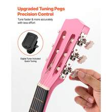 Konzertgitarre, 780 mm Holz-Klassikgitarren-Starter-Set für Anfänger, mit Nylonsaiten, Gigbag, Gurt, Stimmgerät, zusätzlichen Saiten, Plektren, Kapodaster, Linde, für Einsteiger, Studenten, Pink - 780 mm (Rosa) - Übersicht 2