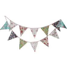 12pcs/Set Fabric Triangle Pennant Banner, Suitable For Birthday Party, Wedding, Bridal Shower, Outdoor And Home Decor - Multicolor - View 5
