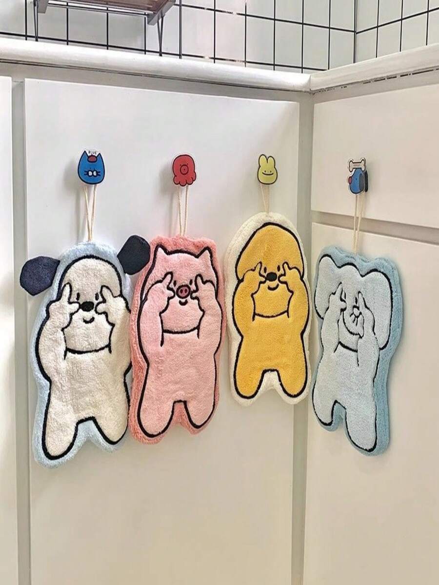 1条/小狗/小猪/大象图案挂式手帕，可爱超强吸水加厚，可用于厨房/卫生巾/客厅。 - 彩色 - 查看 1
