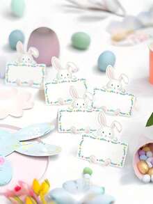 20张复活节餐桌布置桌位卡，兔子图案，帐篷式可折叠。 - A - 查看 2