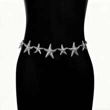 Starfish Flower Waist Chain Pearl Accessories Bohemian Versatile Belt Women's Dress High-End Dress With Waistband Metal Retro - Gold - View 5