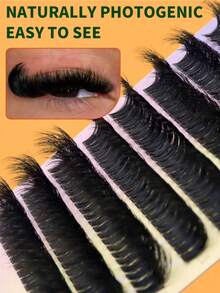 280pcs 80D Mixed Cluster False Eyelashes, 0.07mm Thick, 3D Curled, 8mm-16mm Mixed Length, Natural Style, Russian Flat Dense Fluffy Handmade Mink Hair Eyelash Clusters, Suitable For Halloween, Festival, Christmas Makeup, Beginner Essential - D - View 2
