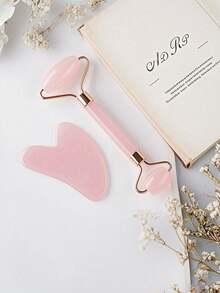 Bộ 1 con lăn và dụng cụ massage Gua Sha bằng thạch anh hồng tự nhiên cao cấp, chất liệu thạch anh hồng chất lượng cao, chăm sóc da chống lão hóa, thư giãn cơ bắp, giảm nếp nhăn, giảm bọng mắt, dùng để massage làm đẹp da mặt, thích hợp làm quà tặng tốt nghiệp, năm mới, ngày Valentine. - Phiên bản nâng cấp - Xem 3