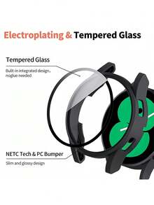 2-In-1 Set: Stainless Steel Milanese Mesh Watch Band And PC Protective Case With Tempered Glass Screen Protector, Compatible With Samsung Galaxy Watch 7/6/5/4 (40mm 44mm), Premium Metal Band With Single Buckle Clasp, Comprehensive Protection Against Drops And Scratches - Black - View 4