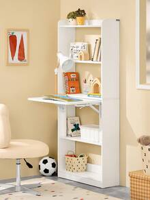 SoBuy 折疊桌、帶架子的電腦桌、折疊桌、工作桌、家庭辦公桌、壁桌、筆記型電腦桌，寬 x 高 x 深約。 64 x 145 x 58 厘米，白色 FWT92-H-W - 白色 - 查看 1